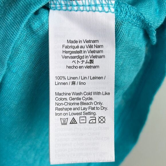 J.Crew 100% Linen Tee Shirt Turquoise Blue Short Cuffed Sleeves Breathable Top S - Picture 10 of 12